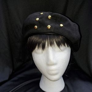 Suede Studded beret hat